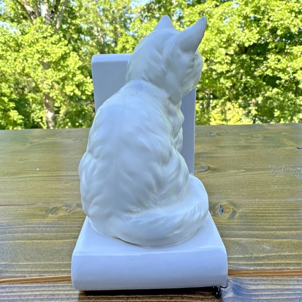 Vintage Lefton Japan White Cat Bookends Ceramic Persian Kitten Book Ends - Picture 7 of 16